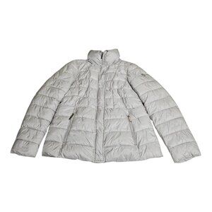 Michael Kors Packable Puffer Jacket Women's M Full Zip Silver Sustainable